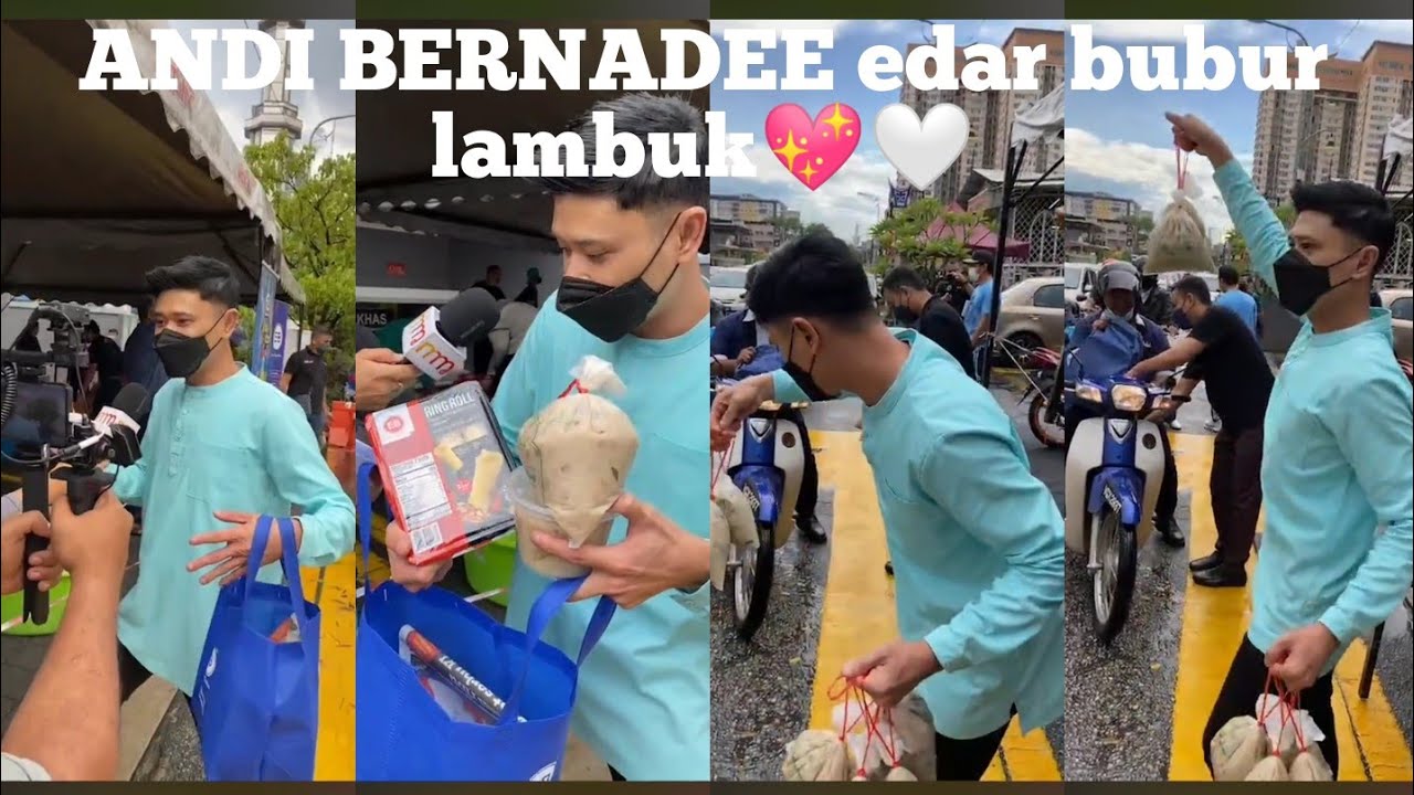 ANDI BERNADEE edar bubur lambuk dalam hujan💖🤍 *bonus slps berbuka😉😁