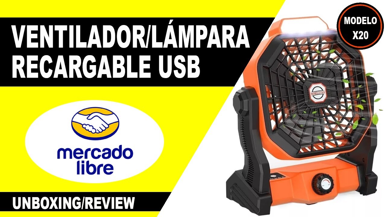 📦 Ventilador Naranja X20 De Camping Portátil Recargable Con Luz Led y Gancho COMPRA EN MERCADO LIBRE