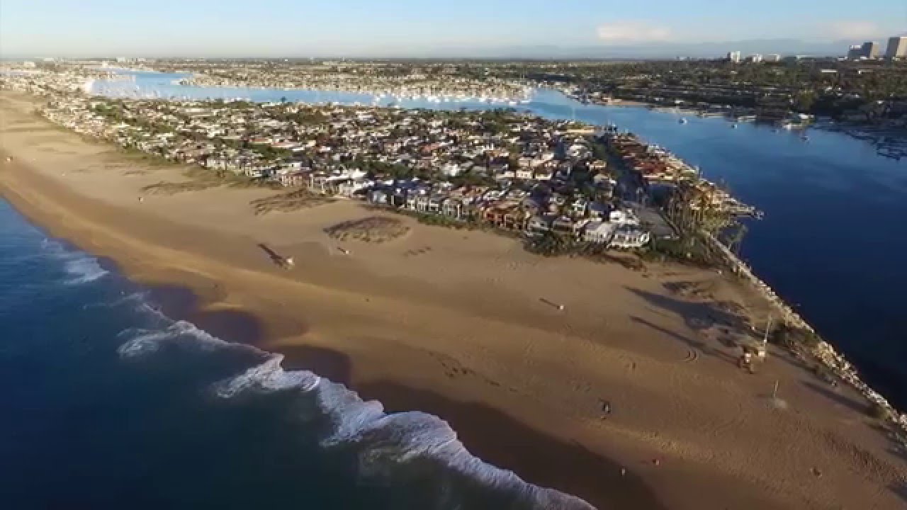 Newport Beach At Sunrise - Drone Aerial View - DJI Phantom 3 Advanced - California