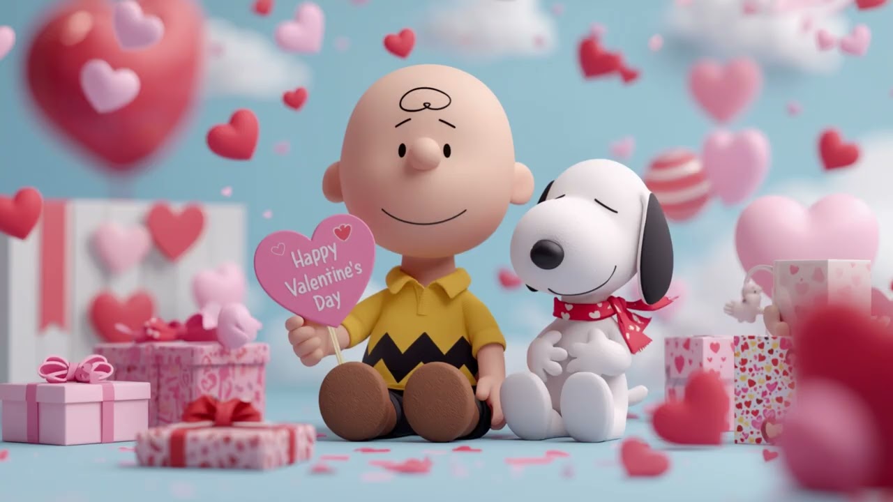 3D Charlie Brown And Snoopy Valentine's Day Wallpaper | No Sound | Holiday Scenes