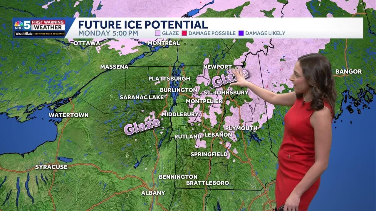 Freezing Rain and hazardous travel Monday morning in Vermont, New York