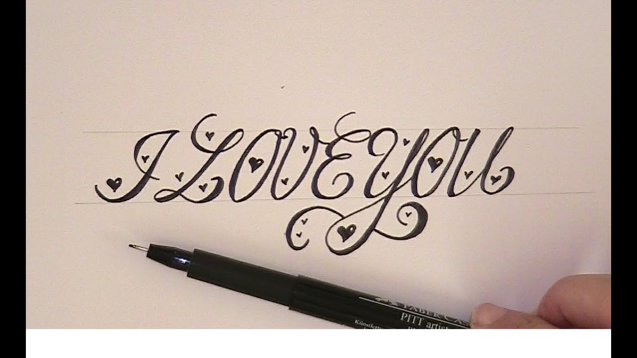 how to write in cursive (calligraphy) - I love you easy version