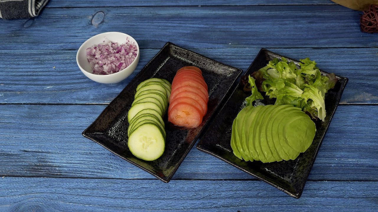 Burger & Sandwich Prep: Tomatoes, Cucumbers, Red Onion, and Avocado (#howto #howtocook)