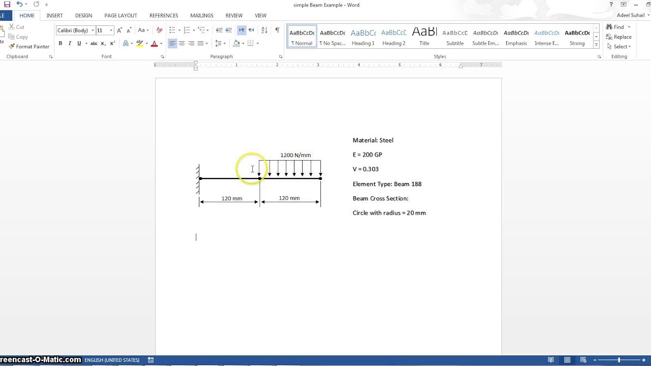 Stress Analysis Using ANSYS APDL: Simple Beam Using Beam 188 Element Type