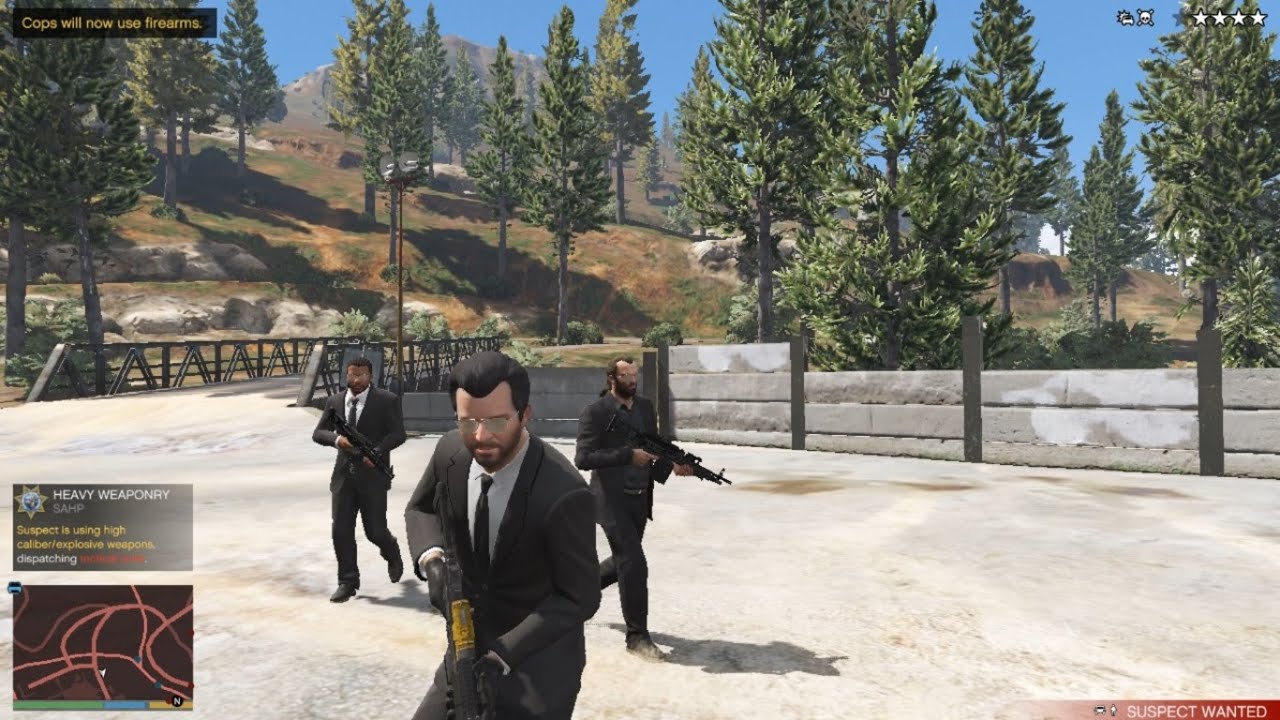GTA V Franklin, Michael,Trevor Six Star Escape From The SAWMILL(RDE 3.1.1)