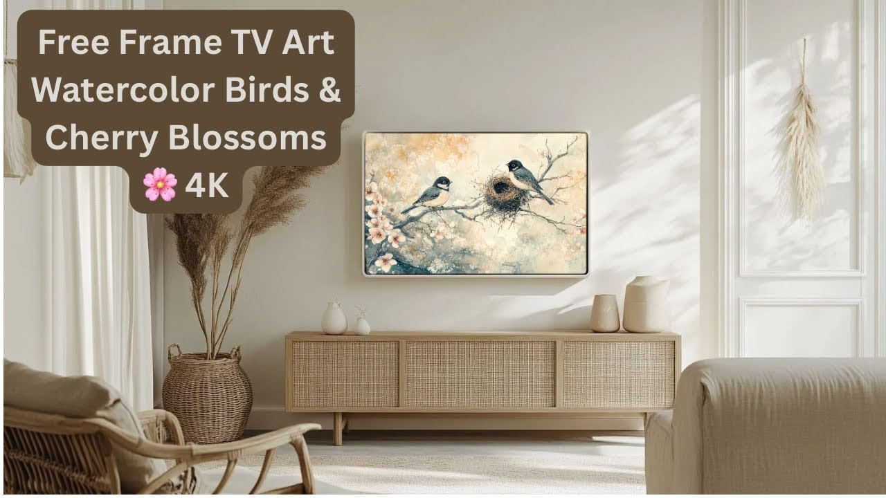 Spring Birds Nest Frame TV Art in 4K | Peaceful Blossom Nature Display