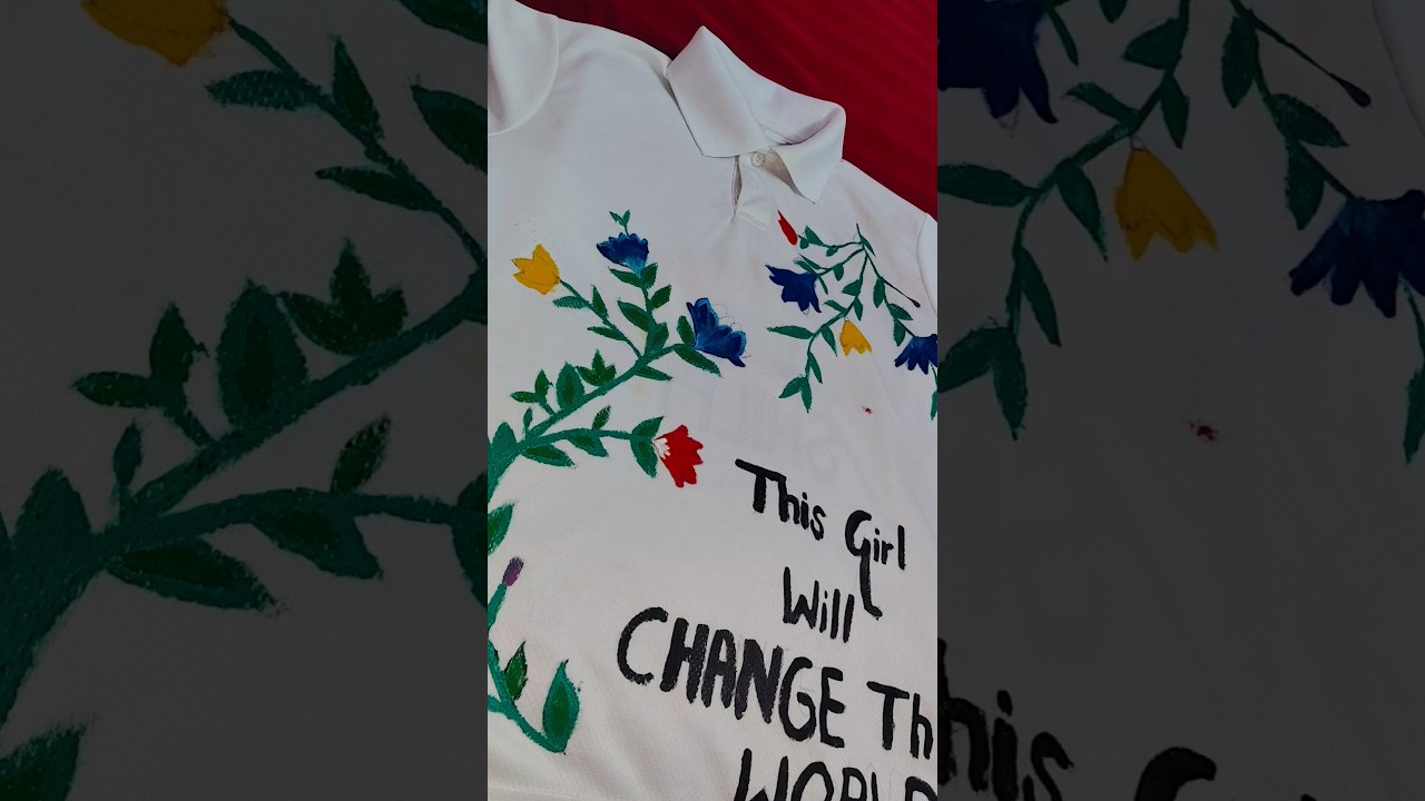 easy simple and quick white t shirt fabric painting idea 