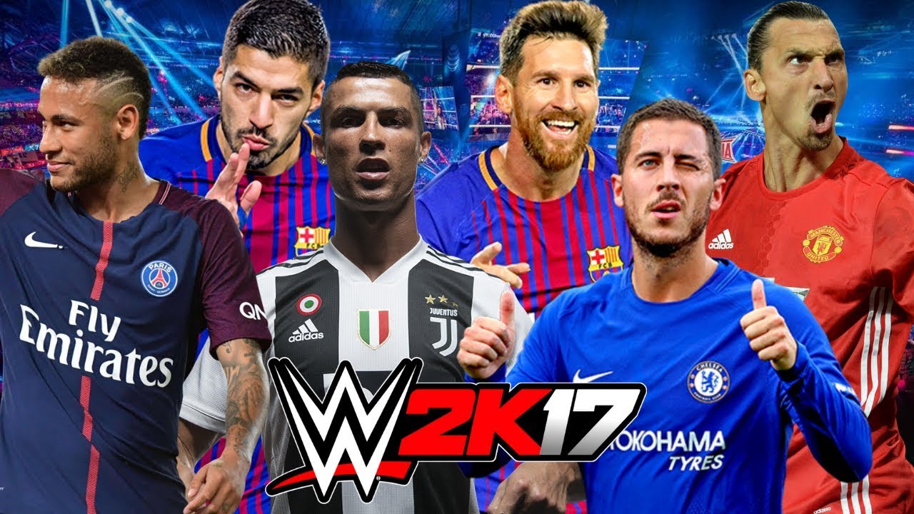 MESSI vs RONALDO vs NEYMAR vs SUAREZ vs HAZARD vs IBRAHIMOVIC | WWE 2K17 Gameplay