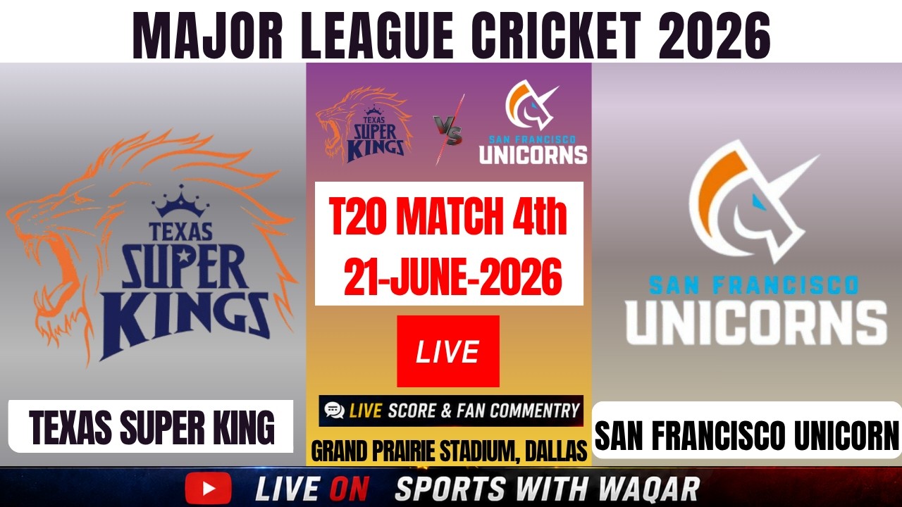 🔴LIVE Texas Super Kings vs San Francisco Unicorns | SFU vs TSK  | TSK vs SFU | 4th T20 MLC 2026 Live