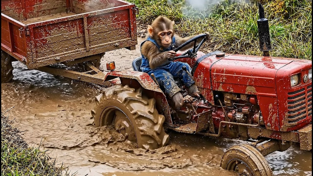 Monkey Repairs the Farm Road After Heavy Rain Damage – Monkey Farm Work | Kaka Farm