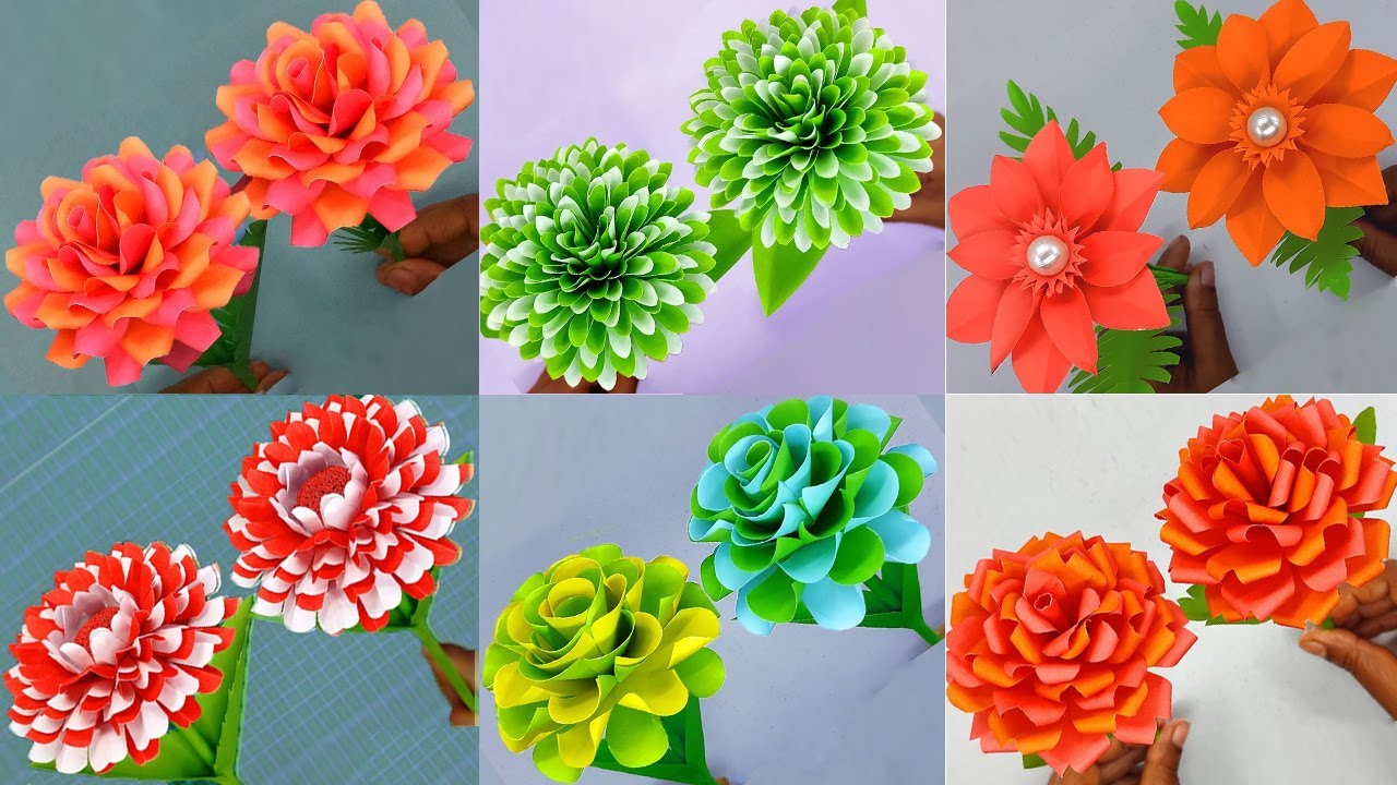 6 Easy Paper Flowers Most Popular on Youtube Channel | DIY Handmade Flower | Easy Crafts