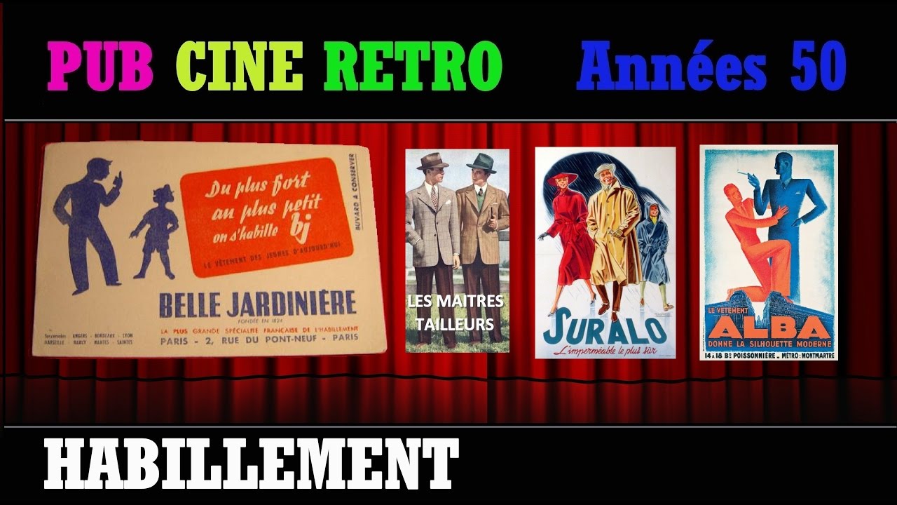 PUB CINE RETRO ANNEES 50 HABILLEMENT  ALBA avec Johnny HALLYDAY, LA BELLE JARDINIERE, SURALO