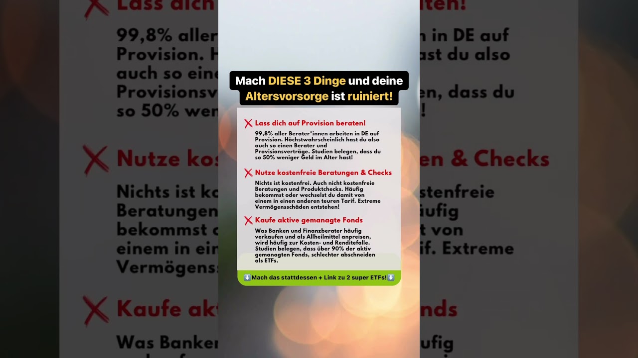 Mach DIESE 3 Dinge und deine Altersvorsorge ist ruiniert!