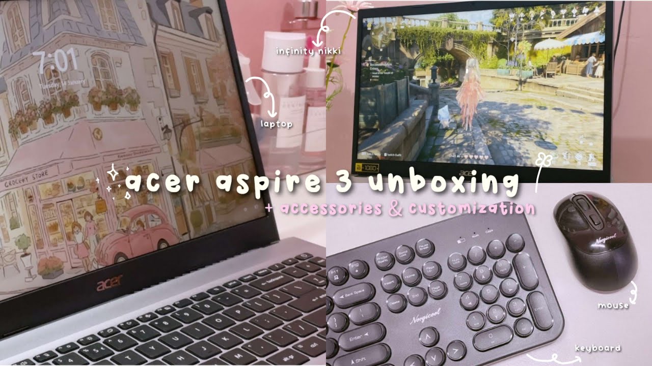 📦 aesthetic laptop unboxing 💻 | acer aspire 3 + freebies, accessories & customization (philippines)
