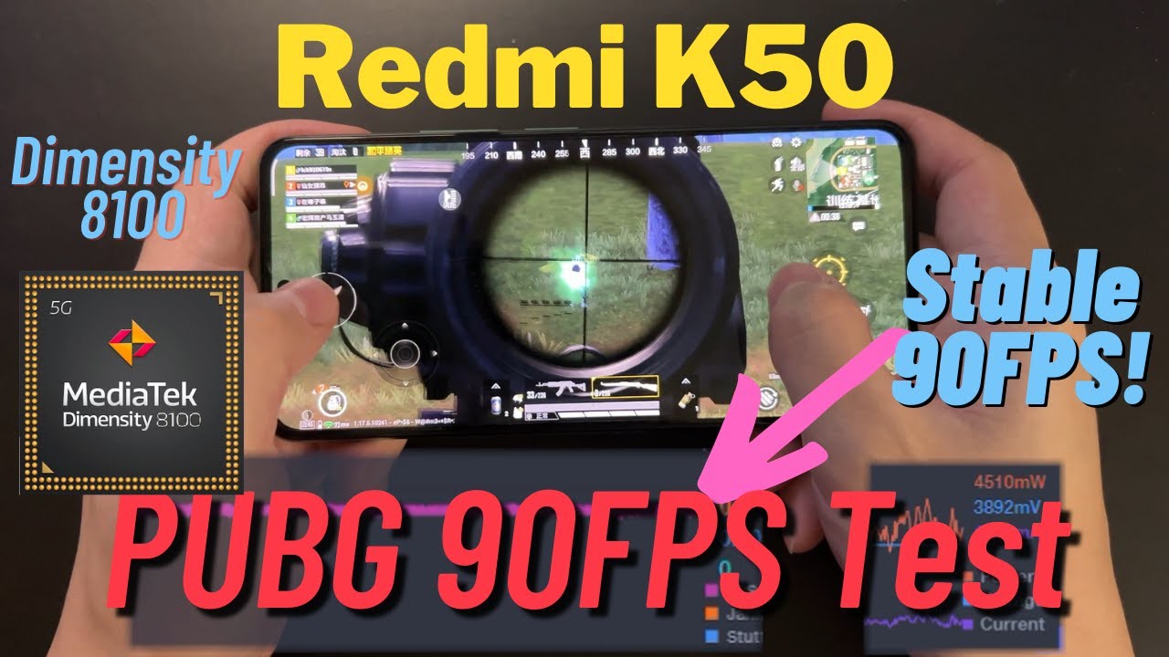 Redmi K50 PUBG Gaming Test. Dimensity 8100 runs PUBG 90FPS like a champ!