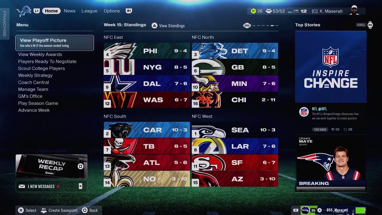 Madden 26 DYNASTY Headcoach MASERATI Career Year 1