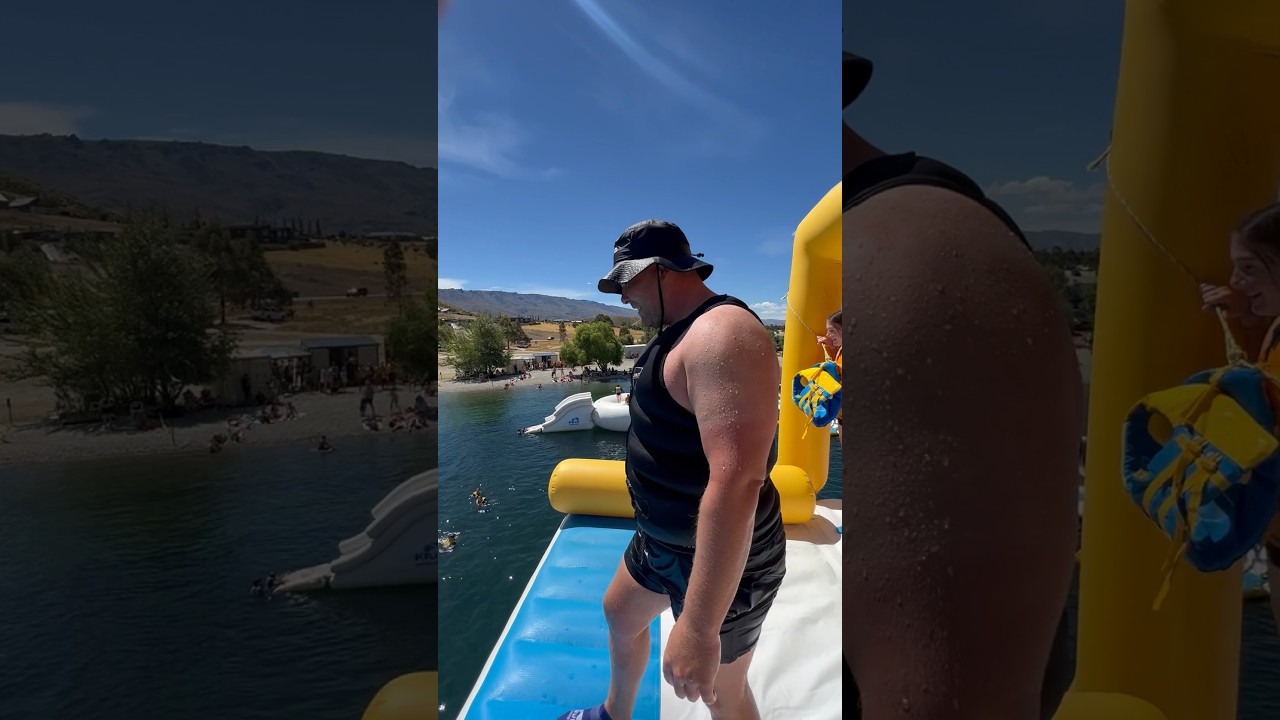 130kg man launches 50kg girl in the air on worlds biggest Blob pillow!