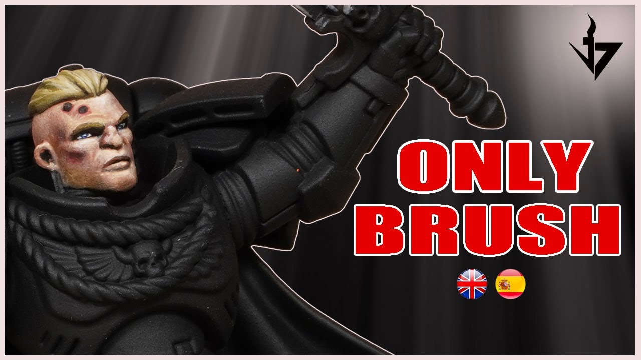 How to paint SPACE MARINE FACE! (ONLY brush) 🤪 – Como pintar una CARA de un MARINE ESPACIAL! 🤪