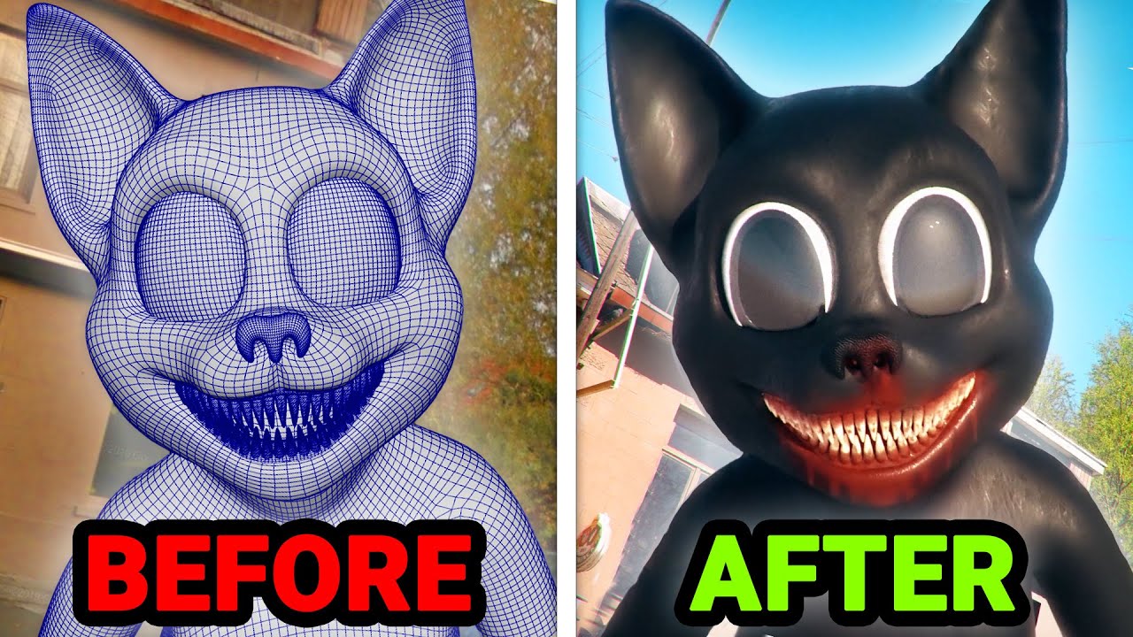 BEFORE & AFTER: Cartoon Cat - Bad Karma (Horror Skunx)