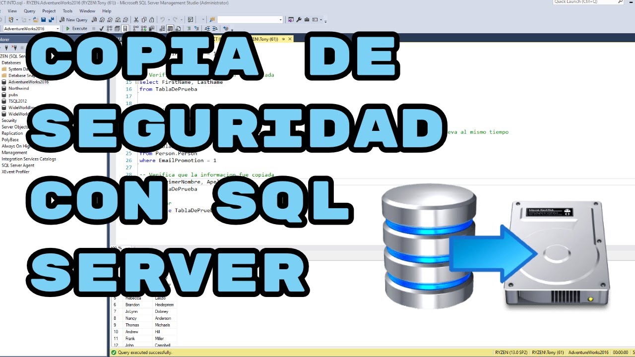 C&oacute;mo hacer una copia de seguridad (backup) y restauraci&oacute;n rapida con SQL Server