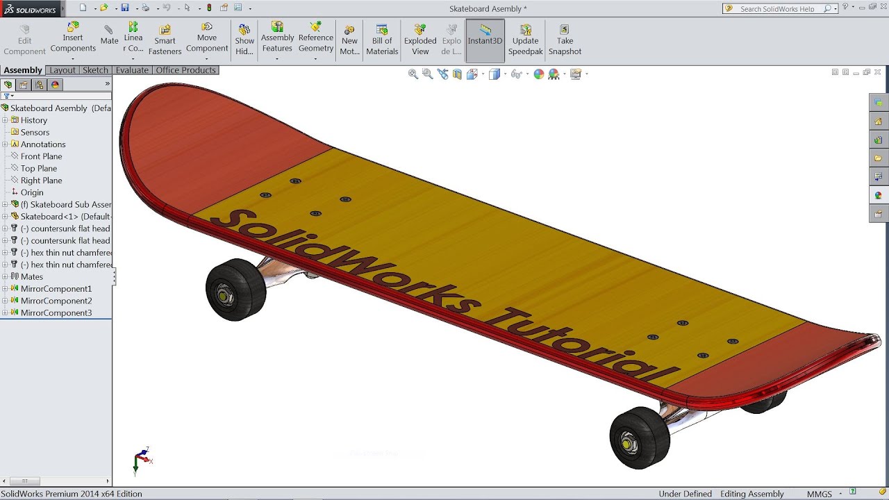 Skateboard Tutorial in SolidWorks