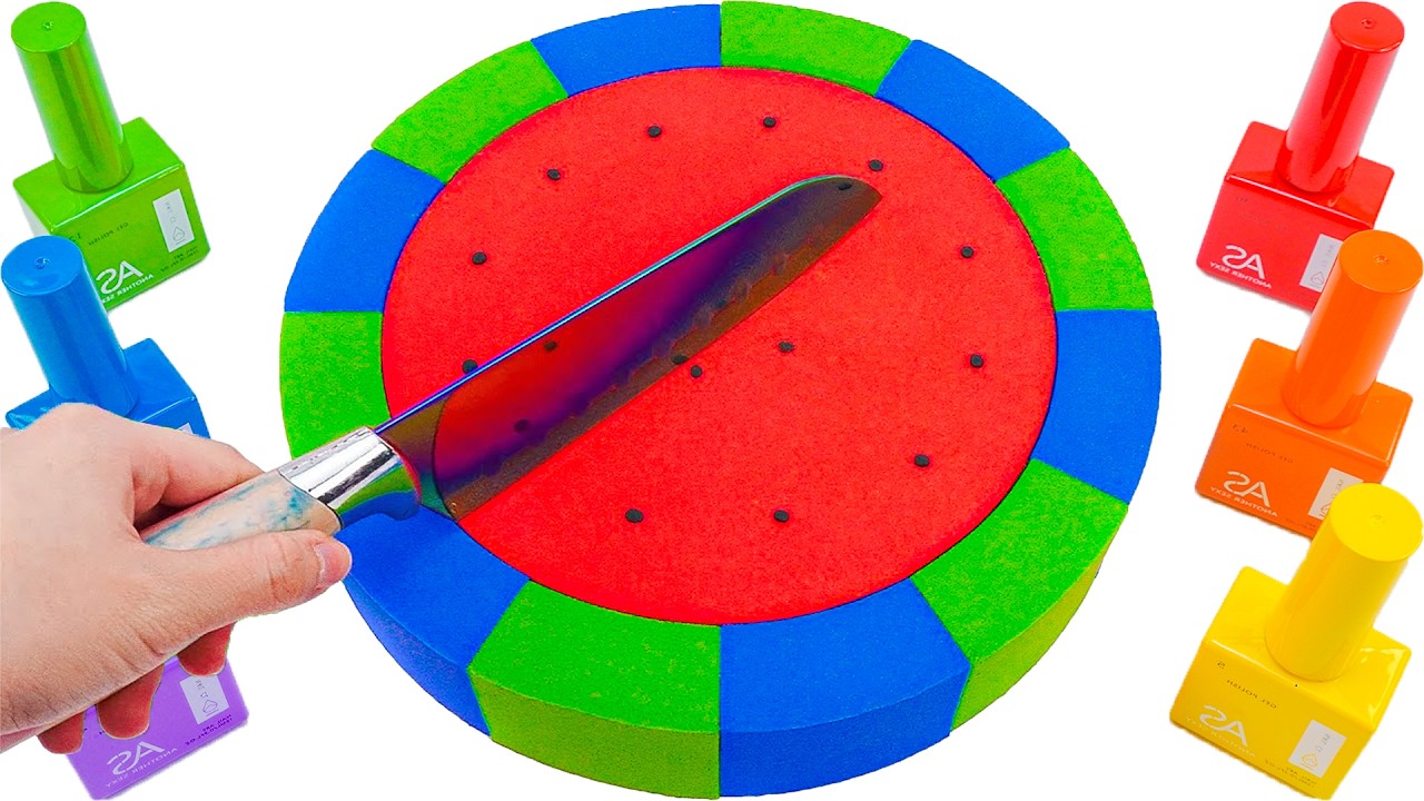 Satisfying Video | How To Make Rainbow Watermelon Cake With Kinetic Sand Cutting ASMR & Nail Polish