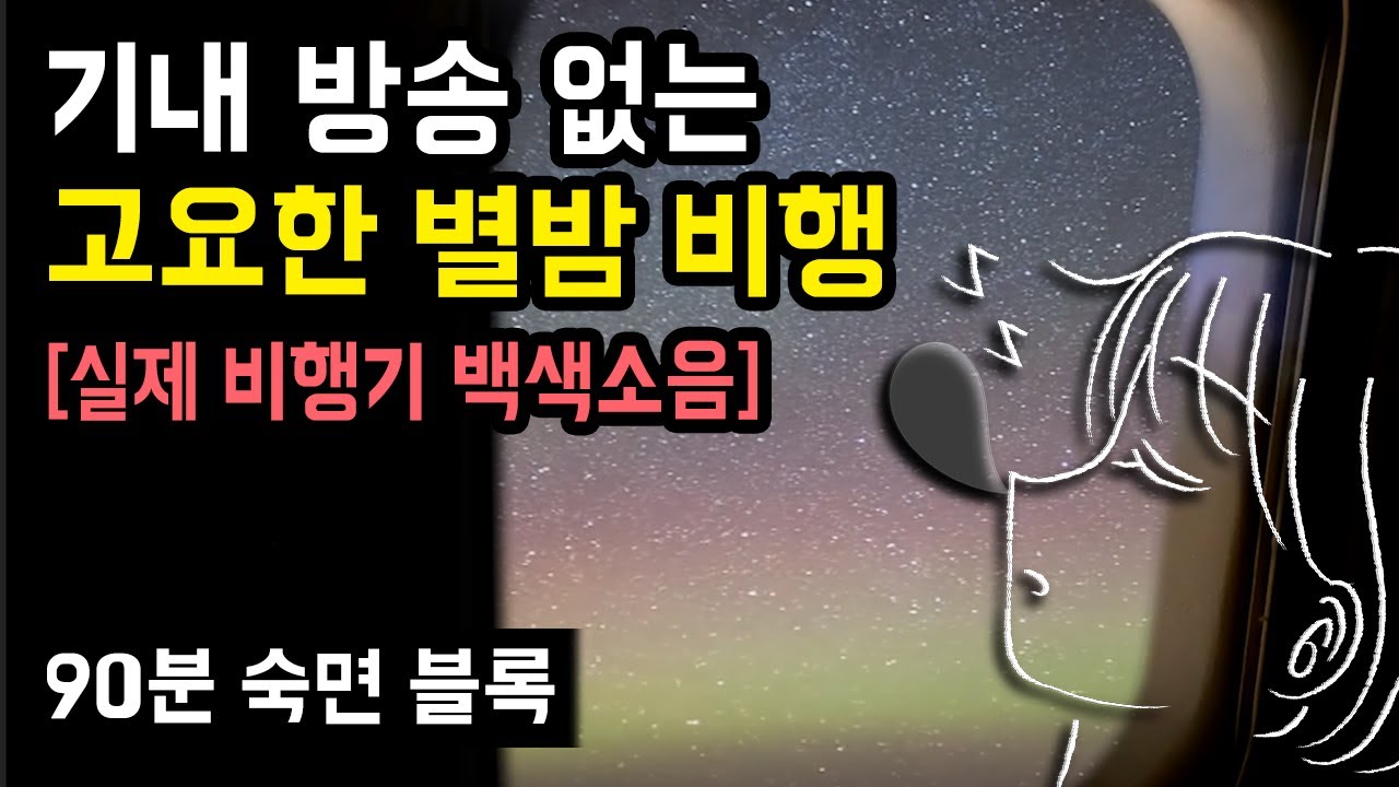 ✈️💤 기내 방송 없는 고요한 별밤 비행, 실제 기내 백색 소음과 수면을 돕는 최적의 사운드 with 10,000m 상공에서 비행기 1등석 숙면여행 [90분 숙면 블록]