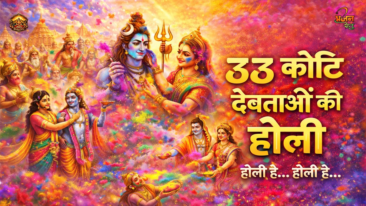 33 कोटि देवताओं की होली | Divine Holi in Heaven | Bhakti Holi Song शिव कृष्ण राम संग दिव्य होली