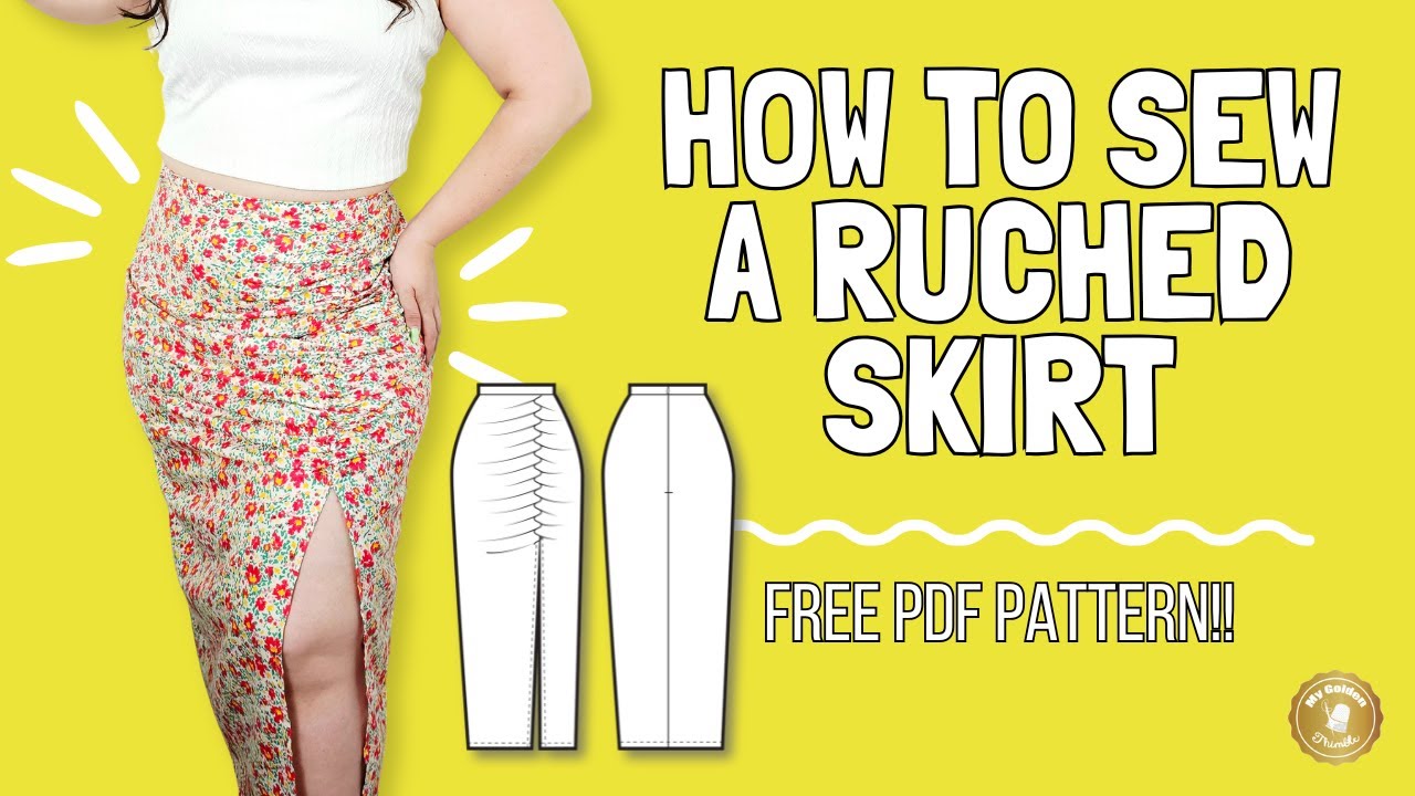 How to Sew a Ruched Skirt | Free Sewing Pattern (Sizes XS–XL)