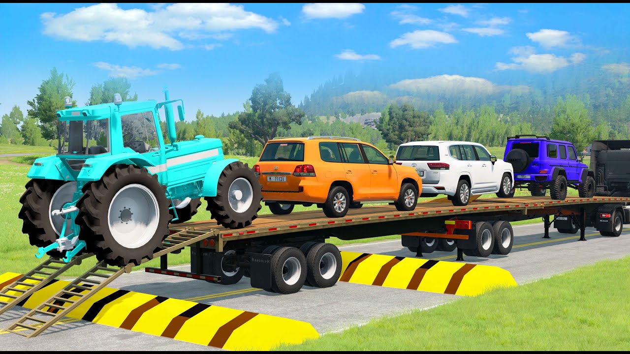 Flatbed Truck Mcqueen | Transportation with Truck - Pothole vs Car #23- BeamNG.Drive