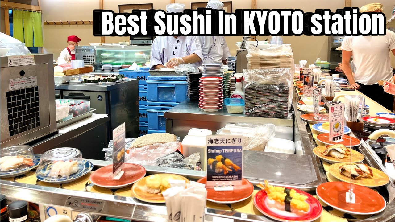Conveyor belt SUSHI at a reasonable price in KYOTO STATION HACHIJO - Sushi No Musashi Kyoto #sushi