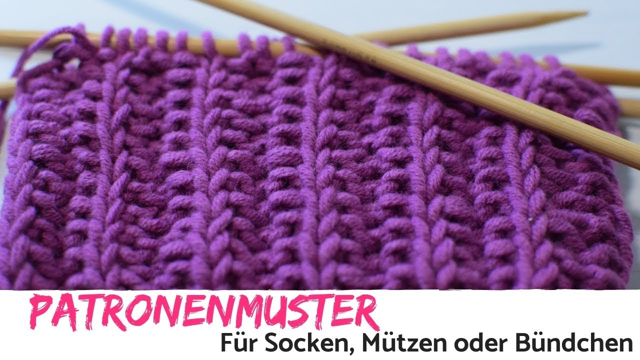 Patronenmuster oder falsches Patentmuster in Runden stricken | Sockenmuster | Strickmuster