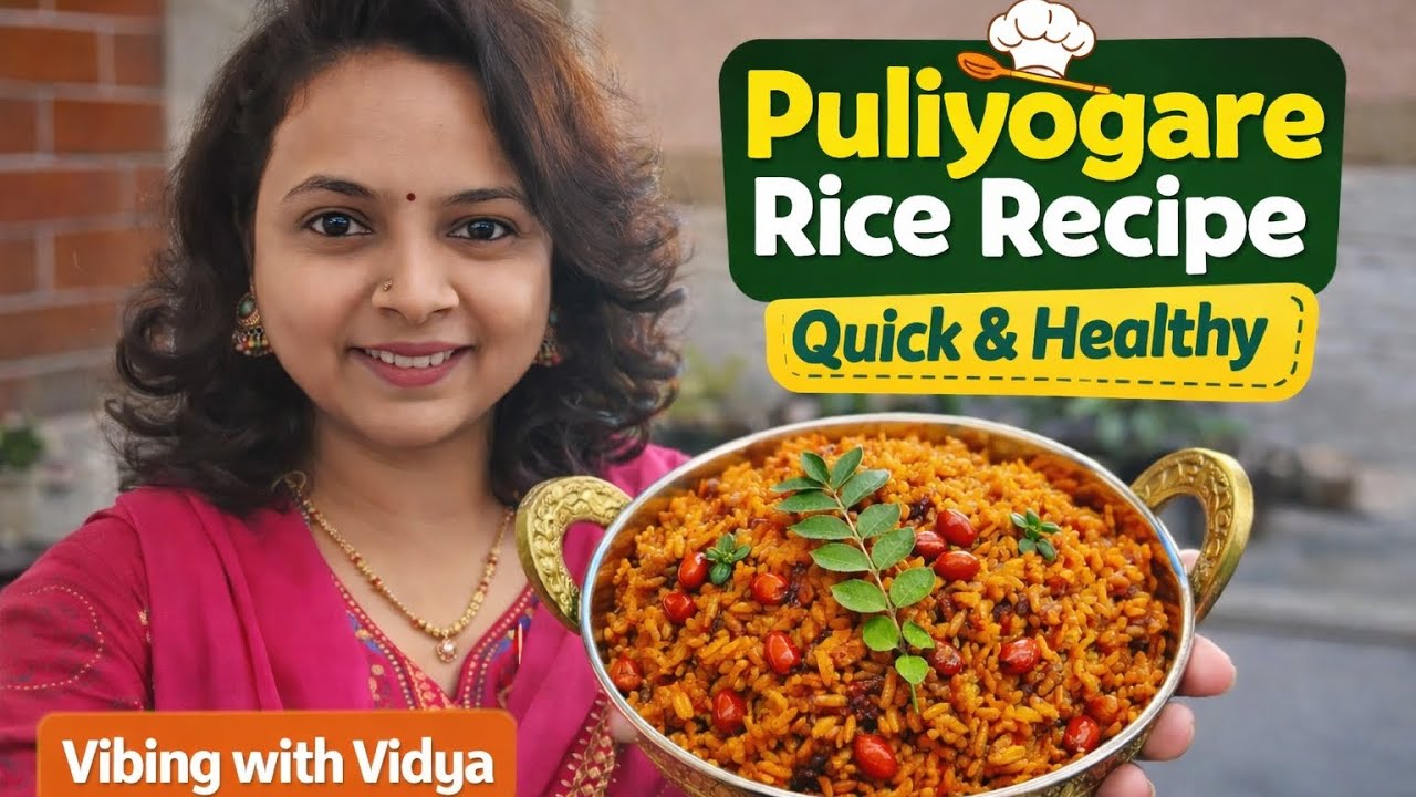 Puliyogare Recipe | Karnataka Style Tamarind Rice | Quick & Healthy Lunch Box Recipe