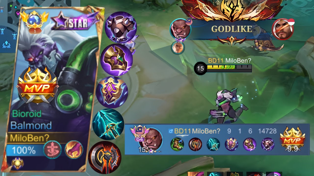 Balmond Emblem Assasin + Godlike 🥶 | Balmond Best Build 2024 | Balmond War Axe + Sky Piecer MLBB