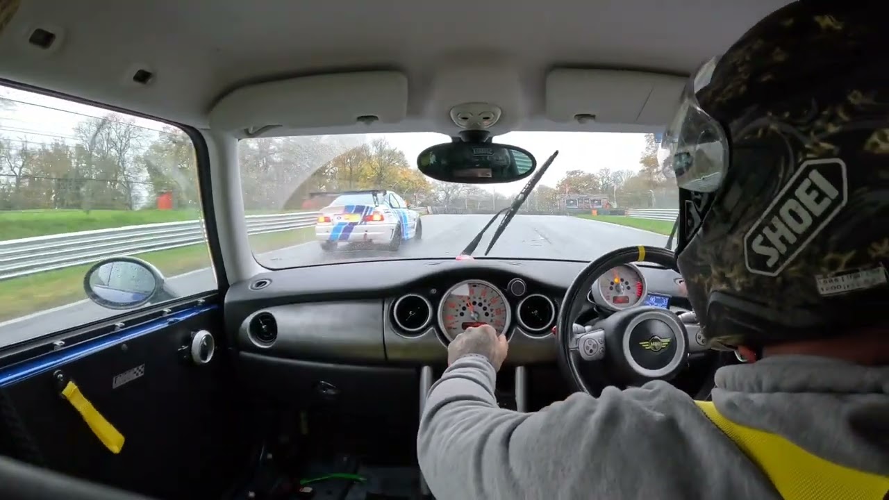 Mini cooper s R53 wet track day at brands hatch. spins, crashes and slides