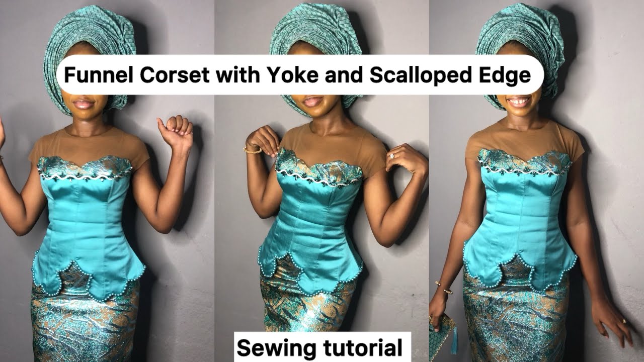 How to Sew a Funnel Corset Blouse with Yoke and Scalloped edges