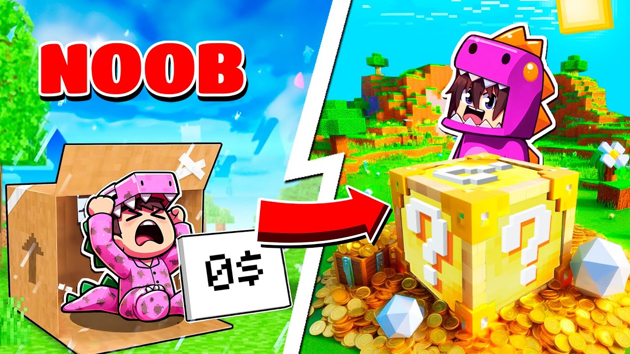 Pasé de VAGABUNDO a MILLONARIO con LUCKY BLOCKS de MINECRAFT