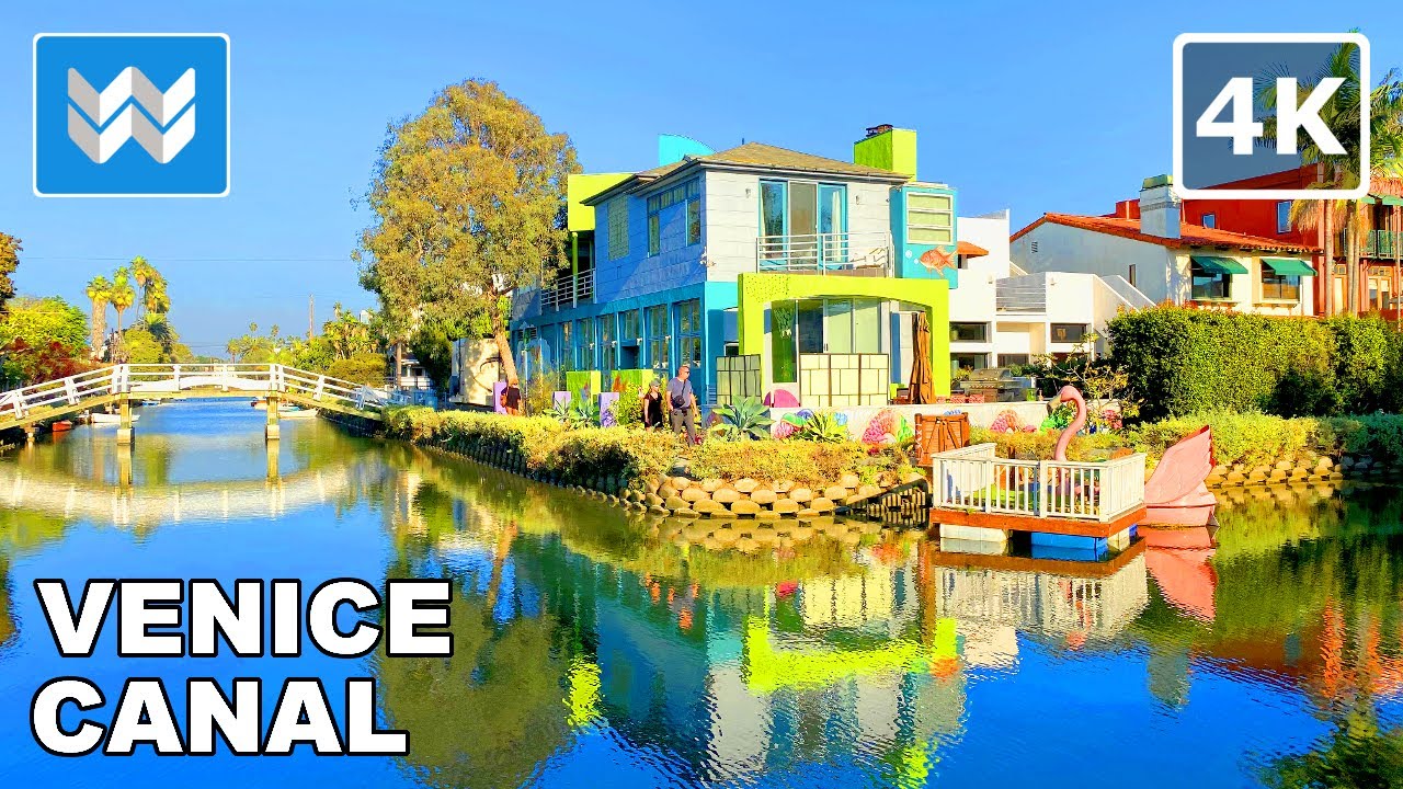[4K] Venice Beach Canals in Los Angeles, California USA - Walking Tour 🎧 Binaural Sound
