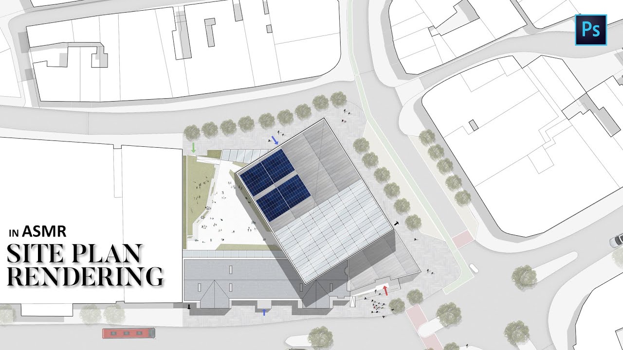 ASMR Architecture Site Plan Rendering in Photoshop