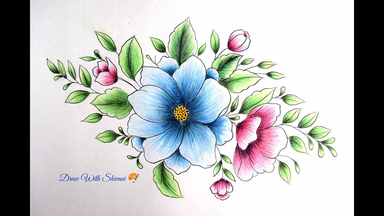 Flower Shading Card/ Color Pencil Flowers Drawing
