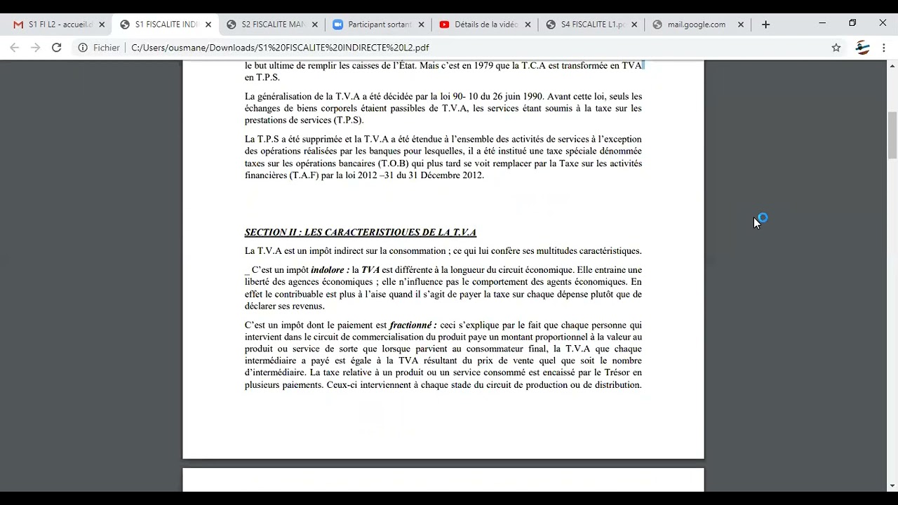 SEANCE 1 : FISCALITE INDIRECTE / M. WADE