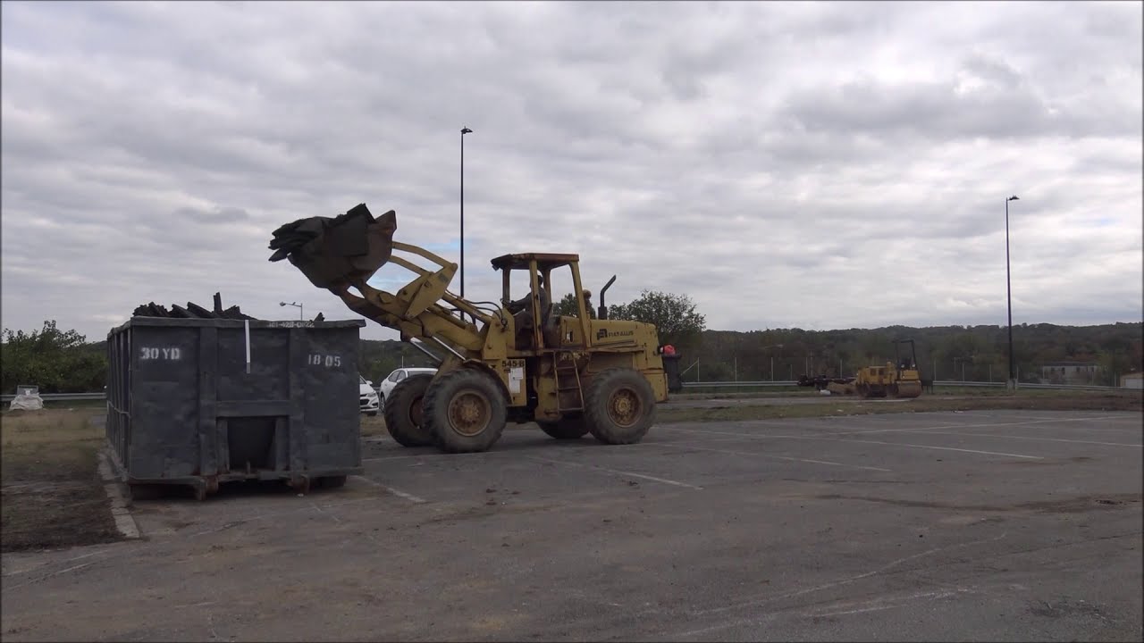 Loading Playground Pads Into Dumpster with Fiat-Allis 545B Wheel Loader