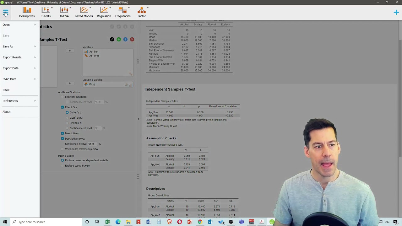 Stats Apps Tutorials: 26. Nonparametric analysis in JASP