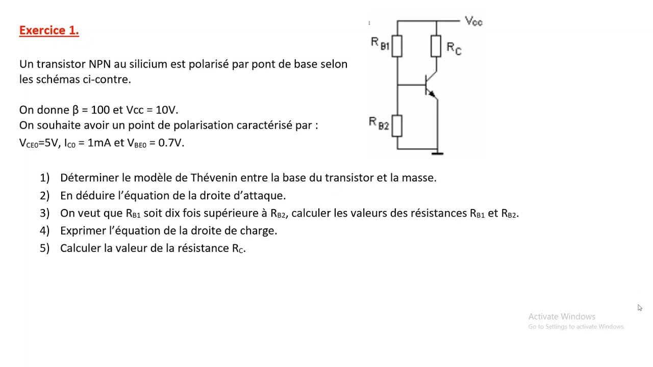 TD Transistor NPN | Application du Théorème de Thévenin à l’Entrée