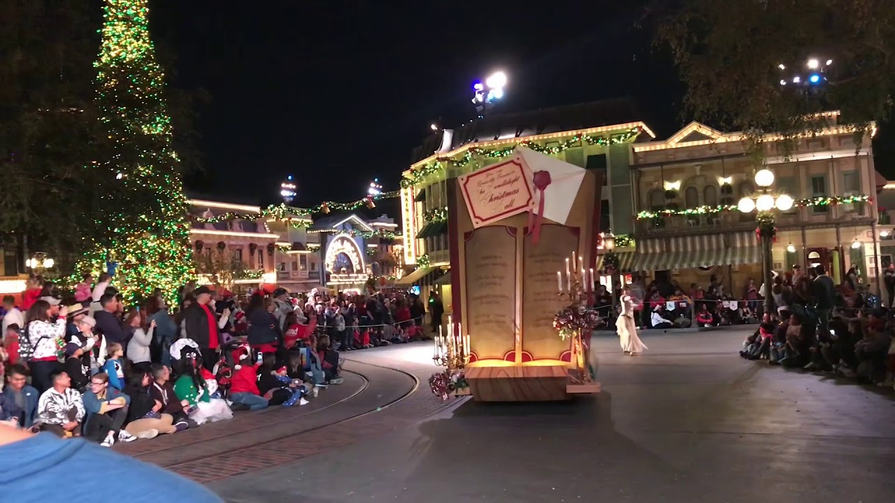 A Christmas fantasy parade at Disneyland