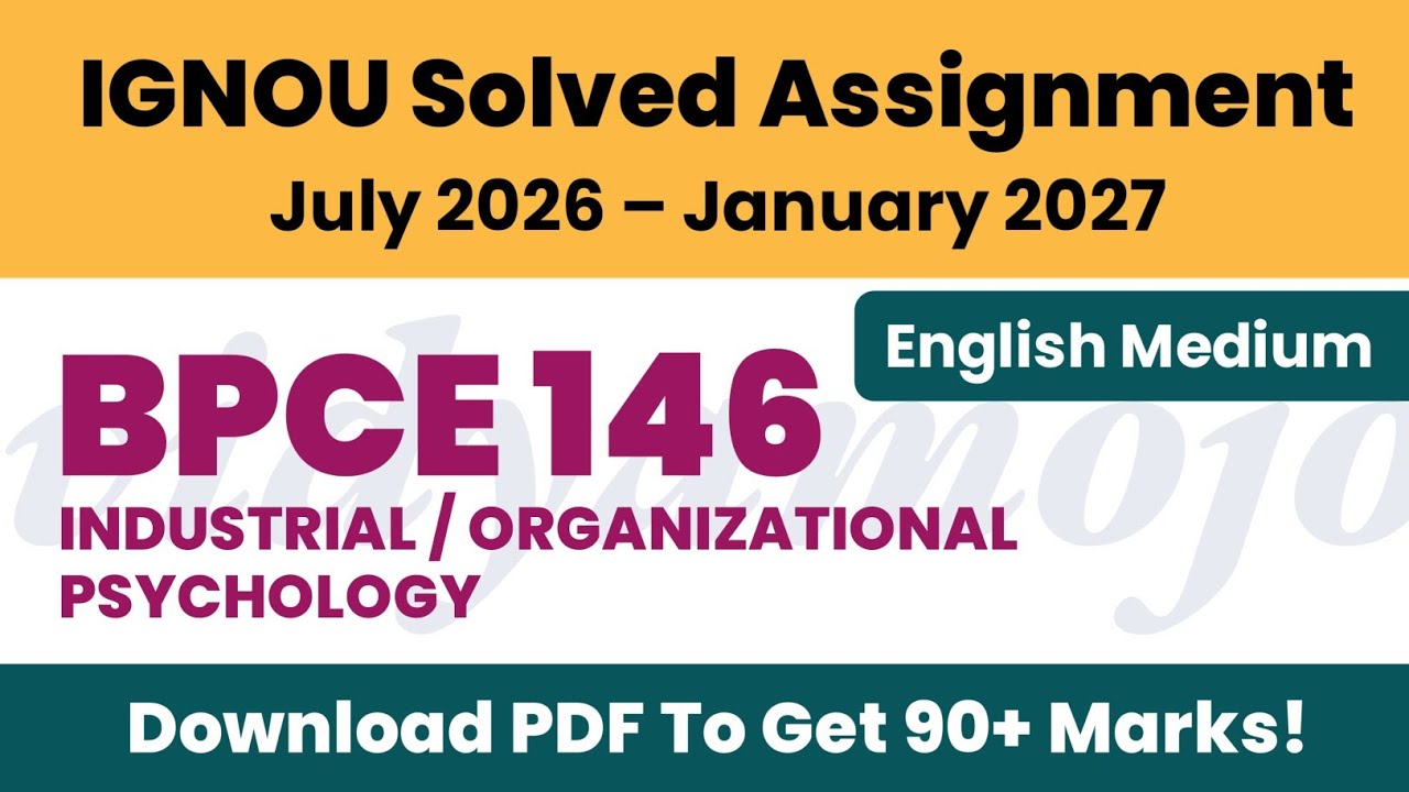 IGNOU BPCE 146 Solved Assignment 2026-27 English Medium PDF Download | BAG BAM BA Psychology