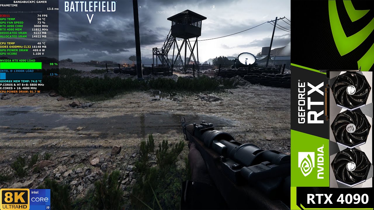 Battlefield V Ultra Settings, 8K | RTX 4090 | i9 13900K 5.8GHz