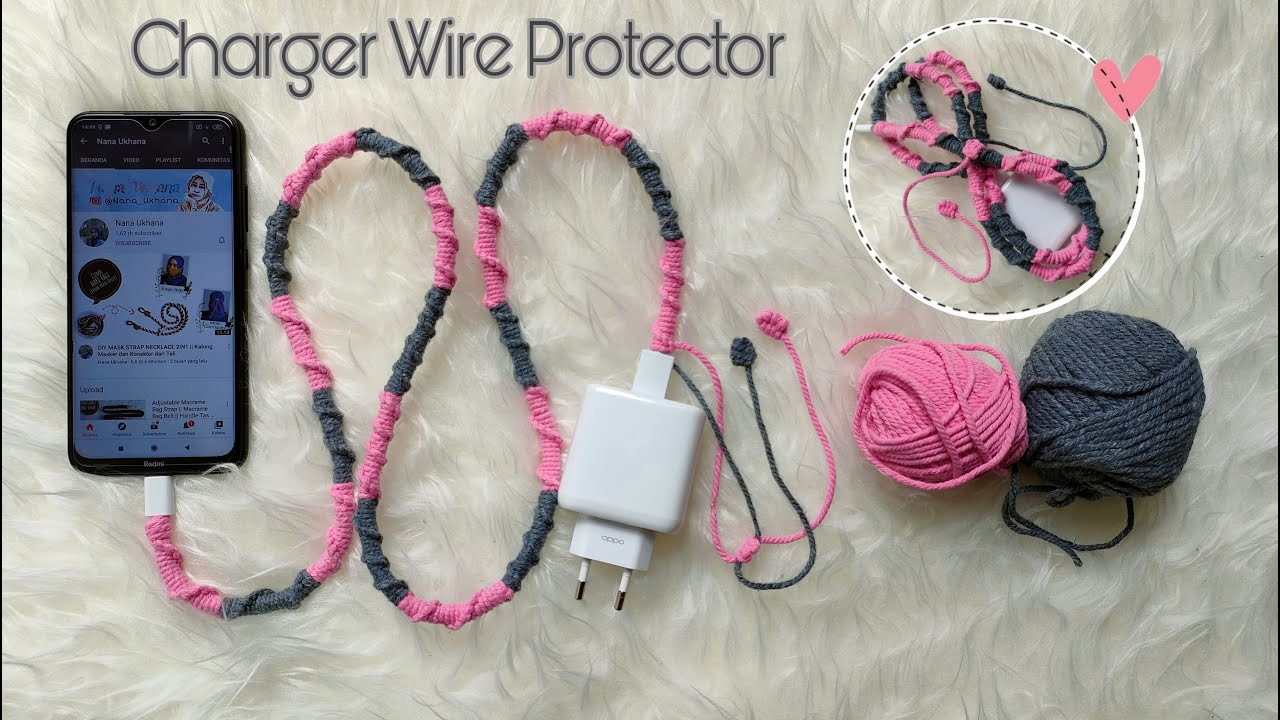 Macrame Mobile Charger Wire Protector DIY || Membuat Pelindung Charger USB dari Tali