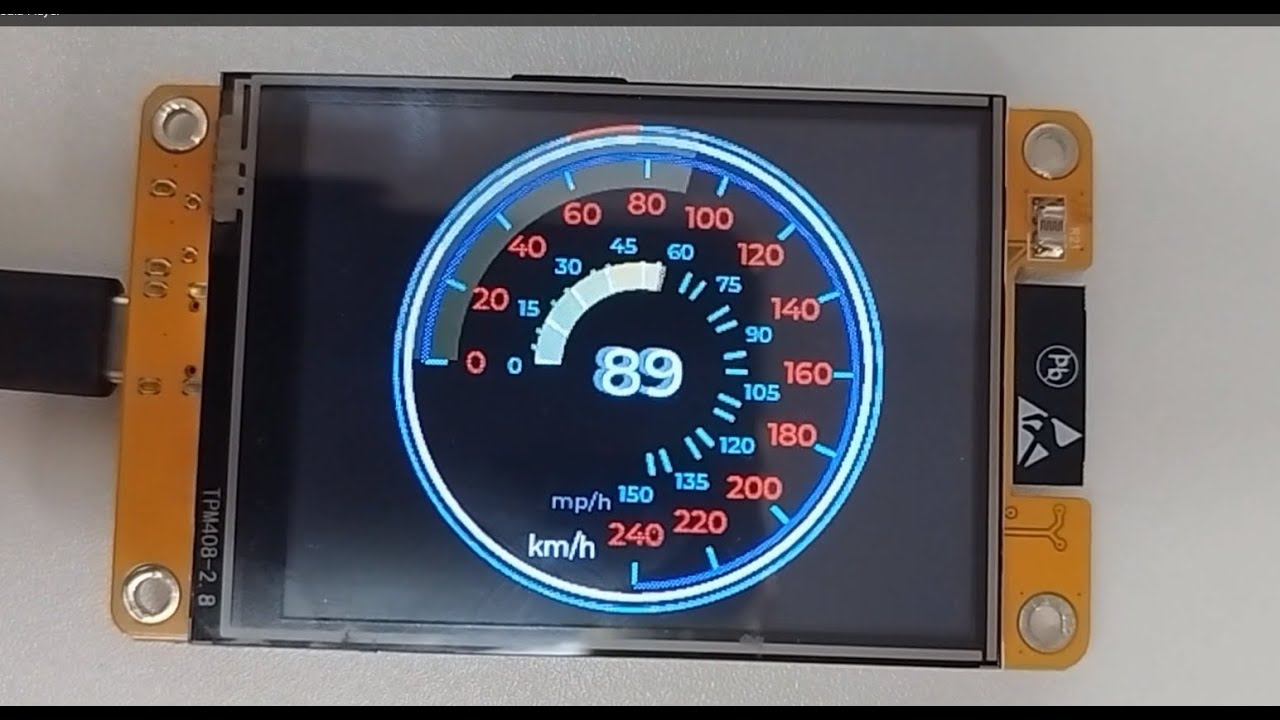 LVGL ESP32 2432S028R Create circular speedometer with Arc, Spinner, Scale and Labels (Beginner)