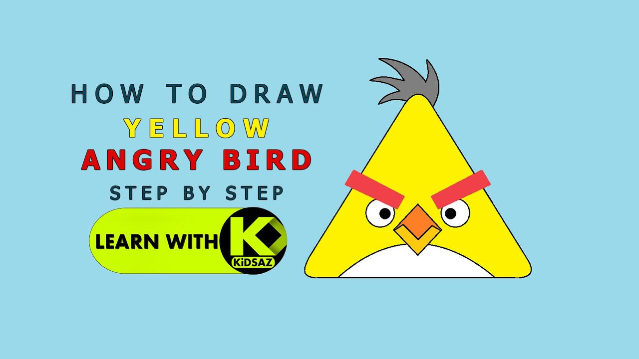 How To Draw The Yellow Angry Bird Step By Step in MS Paint | Learn with KidSaz